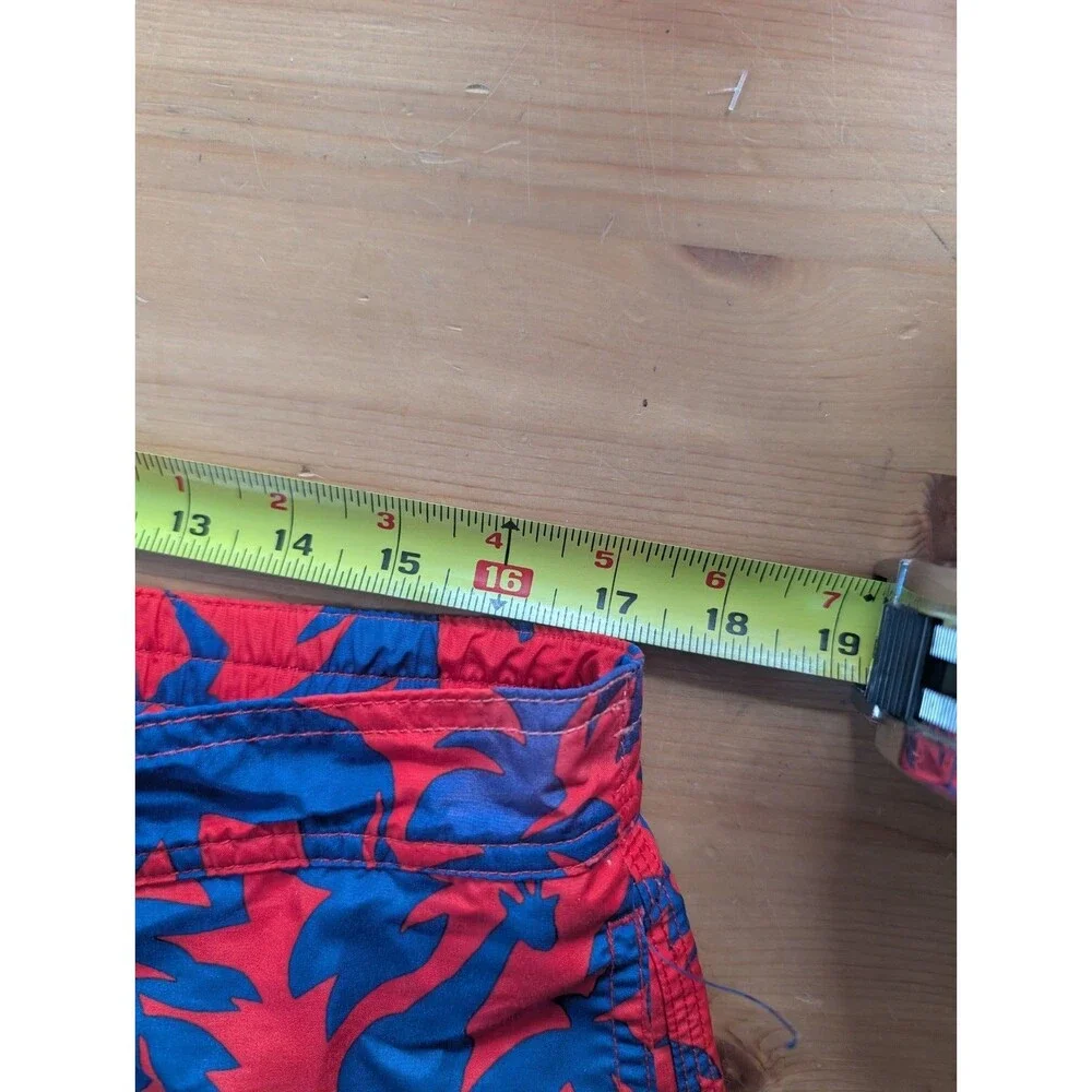 Vintage Polo Ralph Lauren Board Shorts Large Lined Red Blue Animals